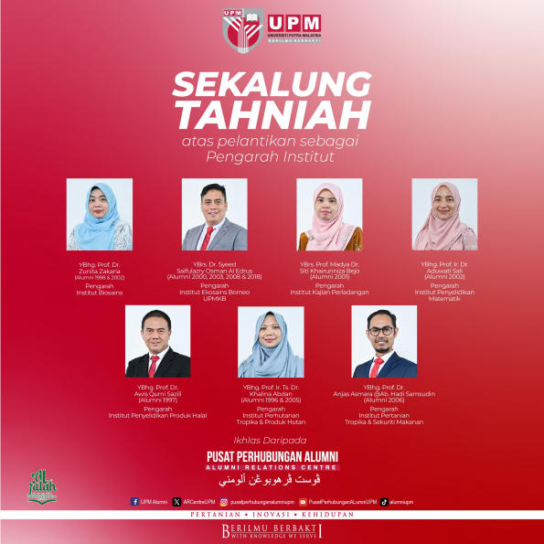 CONGRATULATIONS ON THE APPOINTMENT AS DIRECTOR OF UPM INSTITUTE